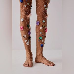 Free People Floral Fishnet Tights - Multicolor